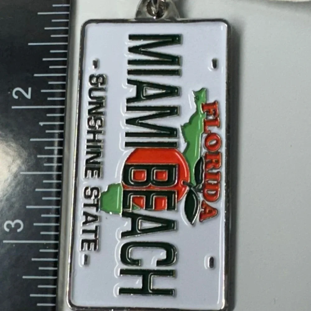 Miami Beach Florida Sunshine State License‎ Plate Keychain Souvenir